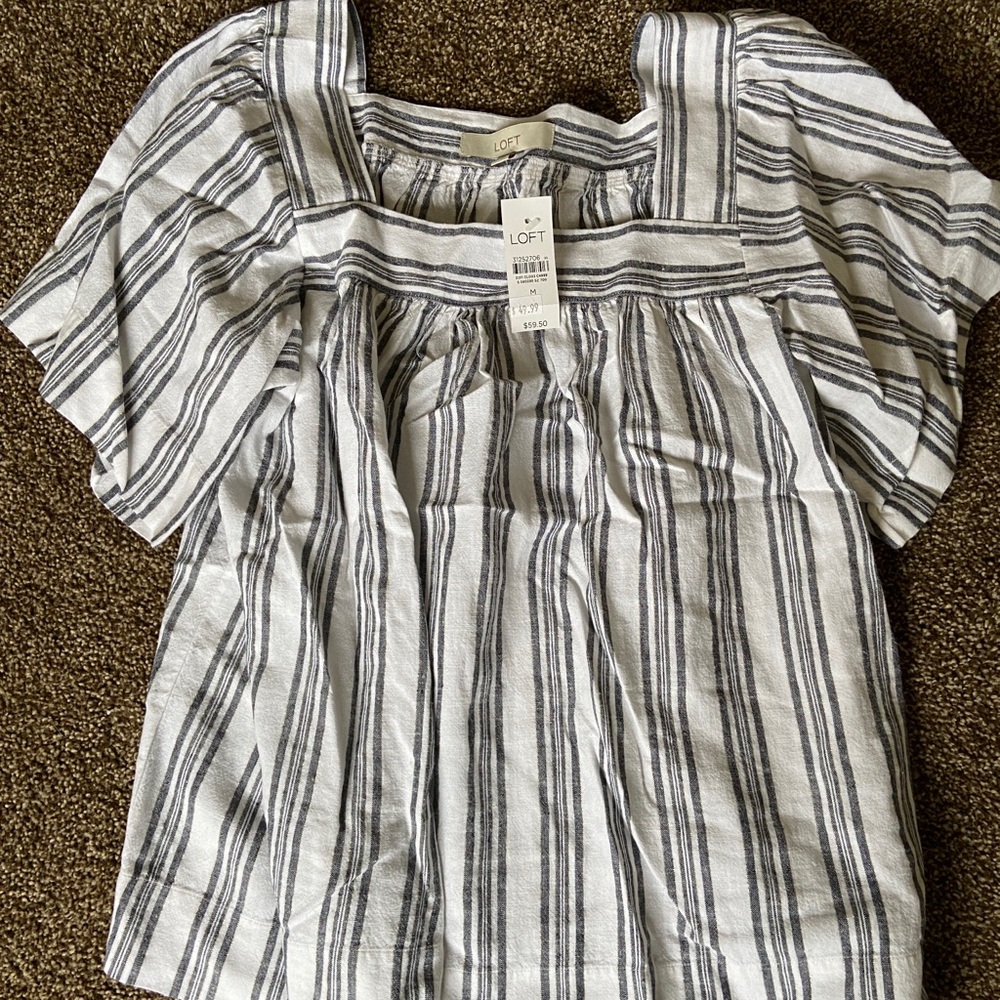 Loft striped peasant top